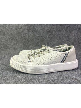 Hey Dude Cody W Perf Leather Shoes Womens Size 10 White Lace Up Comfort Casual